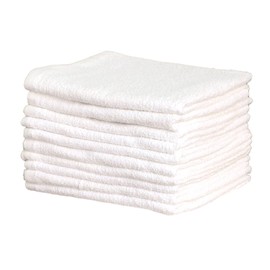 Face Towels, 10 Pieces, Cotton, White, Thin, 200 Momme, Solid, Total Pile, Commercial Use