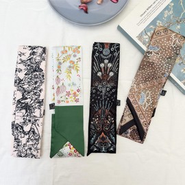 4pcs Purse Scarf For Handbags Silk Head Scarf For Hair Fashion Skinny Scarf For Women Long Neckerchief