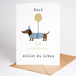 Lovely Cards - Hoch sollst du leben - Dachshund - Funny Birthday Cards for Women Men - Man Woman - Birthday Card Funny - Funny Birthday Gifts - A6 (Folding Card) 40th Years 30th Years