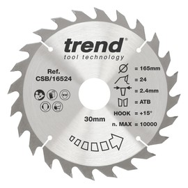 Trend CSB/16524 Craft Saw Blade 165MM X 24T X 30MM, Silver, 24 Teeth