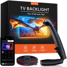 FFJ TV Lights That Change with Screen, 18ft Cuttable LED Backlight for 75-85 Inch Screen and PC Monitor, Backlight with Sensor, Smart App Control, Game & Music Sync Color Changing Lights