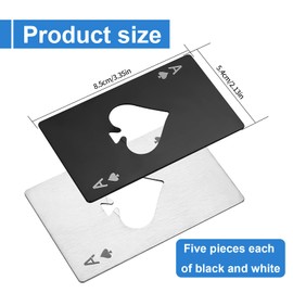 10 Pcs Ace of Spades Bottle Openers, Poker Card Bottle Openers, Stainless Steel Portable Metal Credit Card Beer Bottle Can Cap Openers for Wallet Pocket Wedding Birthday Party,5P Black and 5P Silver