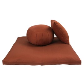 Kapok Zafu, Zabuton and Support Meditation Cushion Set (3pc), Clay