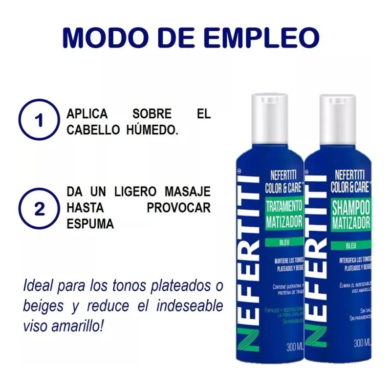 Shampoo Matizador Y Tratamiento Para Platinar Canas Mechas
