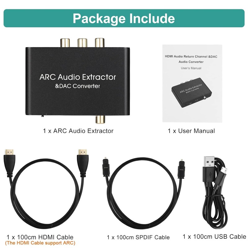 192KHz DAC Converter, Digital to Analogue L/R RCA Adapter, HDMI