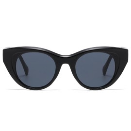 LJCZKA Vintage Sunglasses Women's Cat Eyes Retro Cat Eye Sunglasses Women Round Glasses UV400 Protection for Party Beach Holiday, black