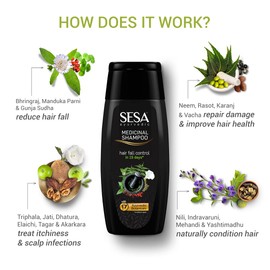 Sesa Ayurvedic Medicinal Shampoo for Hair Fall Control and Hair Growth Bhringraj & 16 Rare Herbs All Hair Types Paraben Free 200 ml (Pack of 1)