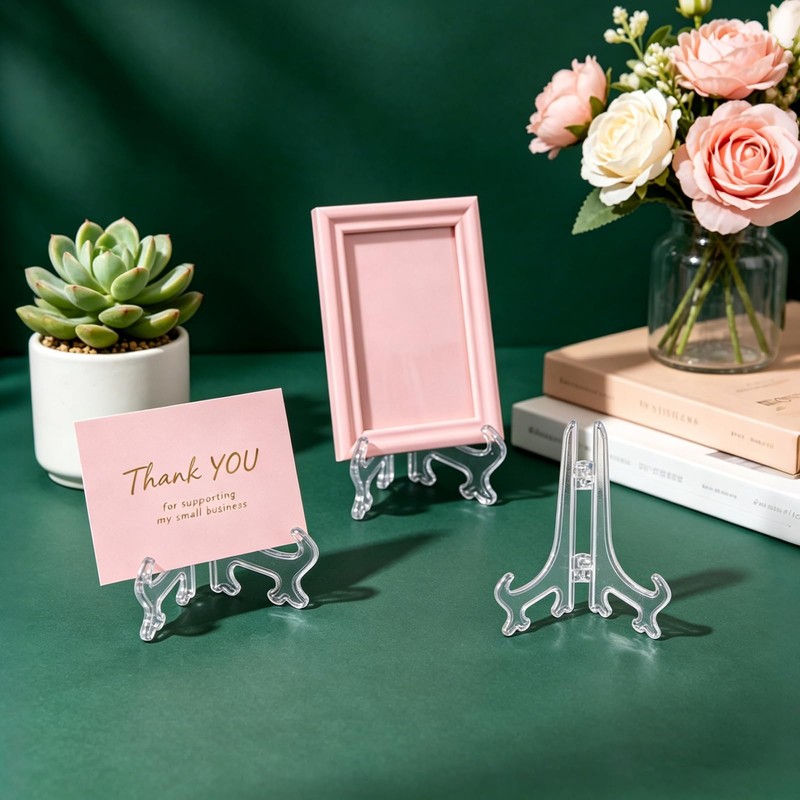 Oungy Mini Easel Stand, 80 Pcs Clear Plastic Display Easel