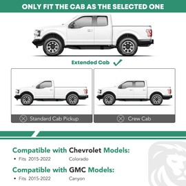 YHTAUTO 3 Inch Running Boards Side Steps Fit Chevy Colorado & GMC Canyon 2015-2022, Extended Cab, Round Carbon Steel Black Powder, Truck Cab Side Step Rails Off-Road Exterior Accessories, Set of 2