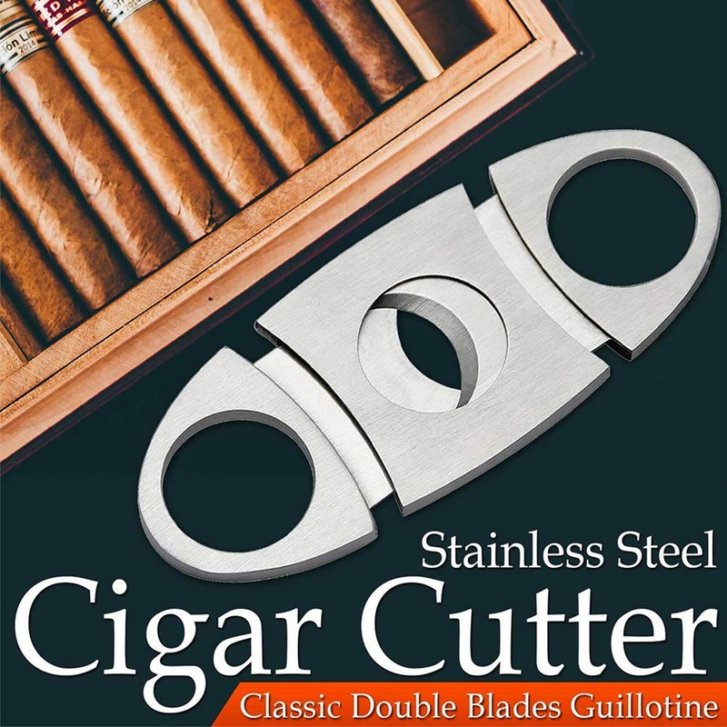 Cigar Cutter Guillotine, Stainless Steel Smooth Cigar Clippers Double Cut