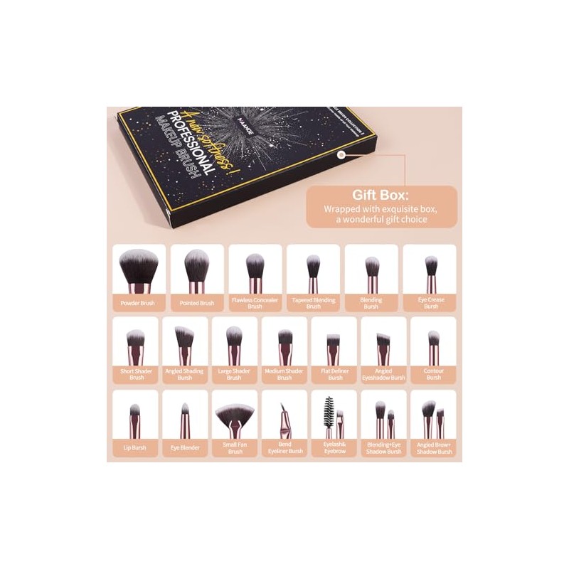 Brochas de Maquillaje Profesional 20 Piezas Set de Brochas Maquillaje