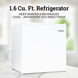 Igloo IRF16WH6A Adjustable Thermostat, Glass Shelves Refrigerator, 1.6 Cu. Ft, White