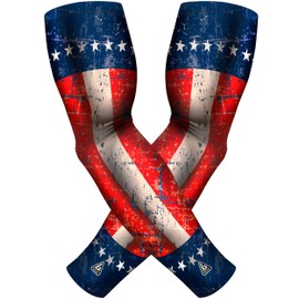 American Flag Am Sleeves for Men Women | UV Sun Protection Arm Sleeve | Basketball Football Baseball Softball Gaming Runners | Bicep Brace, Tennis Elbow, Forearm Compression | Tattoo Cover | 1 Pair