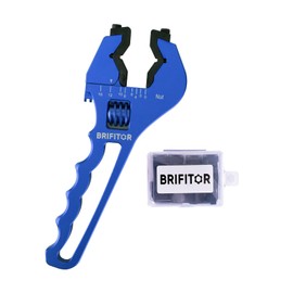 BRIFITOR Non Marring AN Fittings Wrench Adjustable Aluminum AN Wrench For 3AN-16AN Hose End Fittings With Replaceable Hex Type & Flat Type Jaw Protectors, Blue.