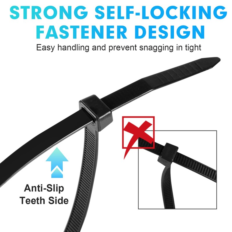 Zip Ties Assorted Sizes, RAZCC 600 Pack (8+12+14+18Inch) Black Cable