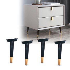 Jarshtime Furniture Leg 4 PCS Oblique Coffee Table Legs 15 cm / 6 inch Metal Legs for Cabinet Cupboard Dresser Side Table Black & Golden