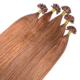 hair2heart Premium Extensions Echthaar Bondings glatt - 100 Strähnen 0.8g 40cm 8/03 hellblond natur-gold