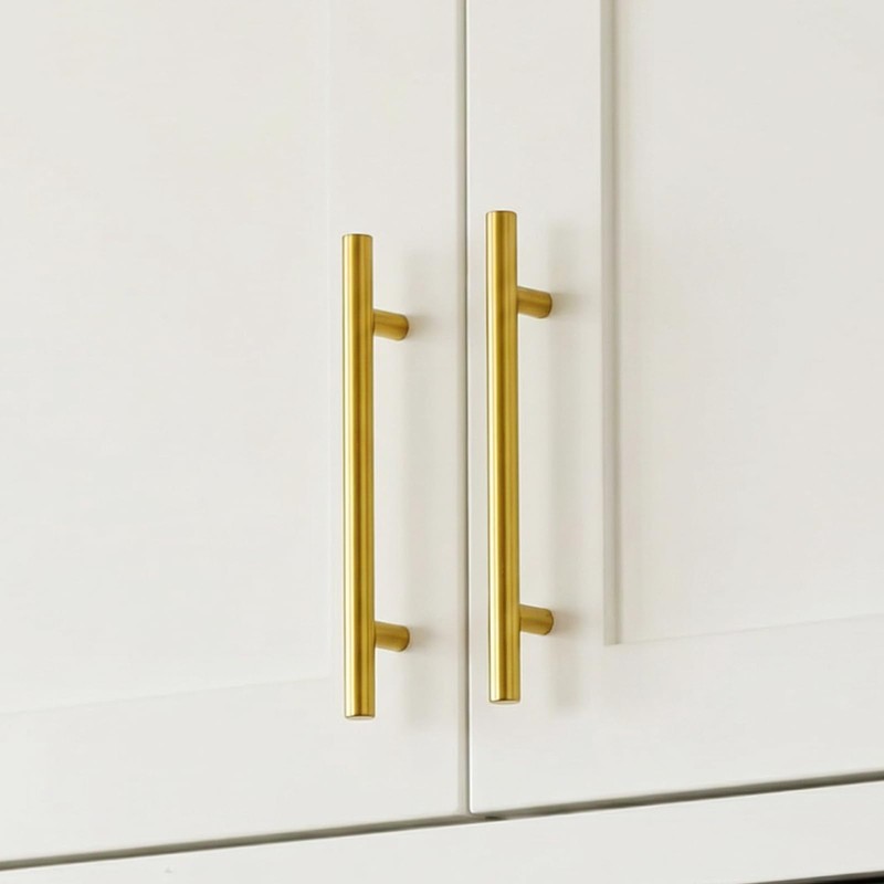 Goldenwarm 10 Pack 3 inch Gold Cabinet Handles Brushed Gold
