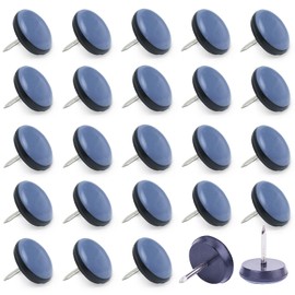 VABNEER 16 mm Furniture Glides with Nails, 42 Pieces PTFE Teflon Round Furniture Sliders for Heavy Furniture, Smooth Floors and Carpets