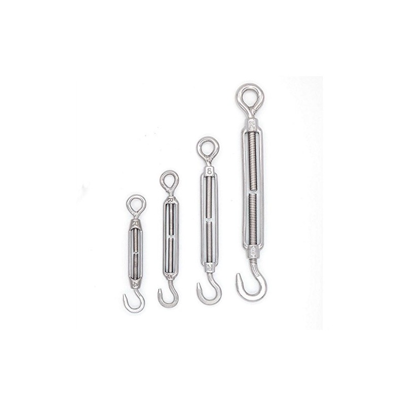 Mecollection 5pcs M8 Stainless Steel 304 Hook & Eye Turnbuckle
