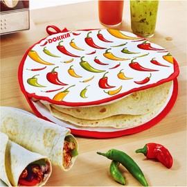 LEONAL Tortilla Warmer Taco 12 Inch Insulated Pouch Cloth - Microwave Use Fabric Bag to Keep Food Warm for up to One Hour (Taco Tuesday Red Chili Pepper Flour Fajita)