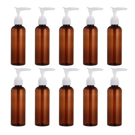 Frcolor Pump Bottles, Set of 10, Pump Bottles, 100ml Blackout Refill Bottles, Plastic Cleansing Oil and Shampoo Bottles (Brown)