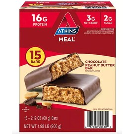 Atkins Meal Bar Chocolate Peanut Butter Pack (14 Count + 2 Bonus Bars)