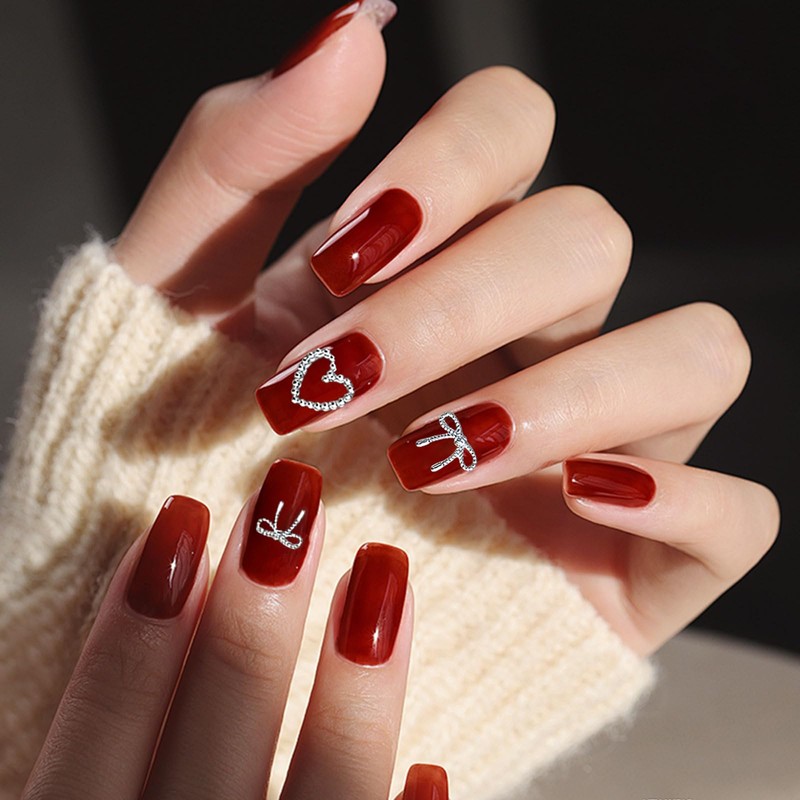 ネイルパーツ リボン ハート 120個セット 3D 立体 可愛い 蝶結び ハート型 メタル