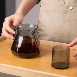 Kuuleyn Pour Over Coffee Carafe, 400ml Black Glass Coffee Pot with Clear Scale and Heat Resistant Design