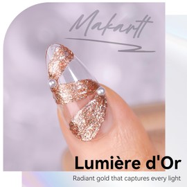 Makartt Makartt 3D Nail Gel: Sculpting Gel for Nail Art, No Wipe UV Nail Gel, Lumière d'Or Gold Texture Gel for Nails Design, 5g Fairy Aurora Powder Gel, Glitter Mermaid Gel 3D Nail Charms