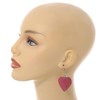 Rose Pink Wood Grain Heart Drop Earrings - 60mm L