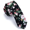 GUSLESON Mens Black Skinny Ties for Groomsmen Wedding Floral Cotton