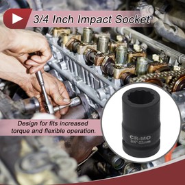 HEROFFIX 1 Pcs Impact Socket Durable Hardware Tool 58mm Black High Carbon Steel 12 Point 22mm for Car Motorcycle Dirtbike Repair 3/4 Inch Drive