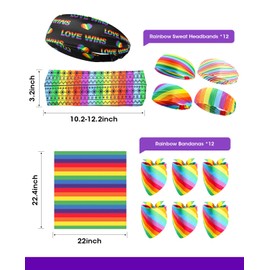 AceList 24 Pack Rainbow Headbands with Bandana - Elastic Headwraps for Men, Women - Twisted Hair Bands for Workout, Party, Parade, Sports, Running