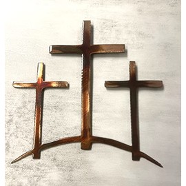 Three Crosses on a Hill Metal Wall Art (8 1/2" tall)