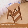 JIKUGO Foldable Step Stool Bamboo,3 Step Ladder with Wide Anti-Slip