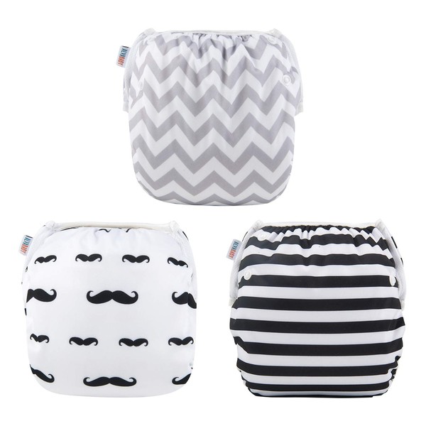 Alva Baby Swim Diapers 3pcs Reuseable Washable & Adjustable for Swimming Lesson & Baby Shower Gifts 0-2 Years 3SWY01