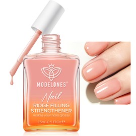 modelones Nail Strengthener and Growth Nail Hardener Extra Strong and Growth Nude Nail Polish Nail Repair for Damaged Nails Strengthening Polish Ridge Filler for Nails 15ml