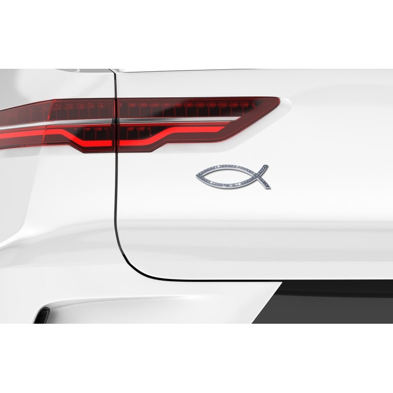 Elektroplate Christian Fish with Crytals OEM Chrome Emblem for Cars,