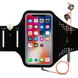 Vialifer Running Armband, Smartphone Arm Holder, Exercise Armband, Touch Control, Fingerprint Authentication, Waterproof, Sweatproof, Fall Prevention, Compatible with 4.0 - 6.5 inch Smartphones that