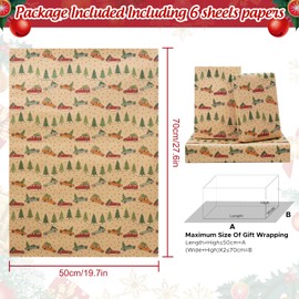 AircooL Christmas Car Wrapping Paper, Colorful Christmas Truck and Tree Wrap Paper, 6 Folded Sheets 28x20 Inches Christmas Wrap Paper for New Year Xmas Winter Holiday
