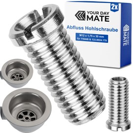 M12 x 1.75 x 30 mm 2 Pieces Compatible Franke Pamira Blanco Drain Plug Plug Plug Replacement for 133.0024.179 118446 Brass Standard Thread Screw Valve Drain