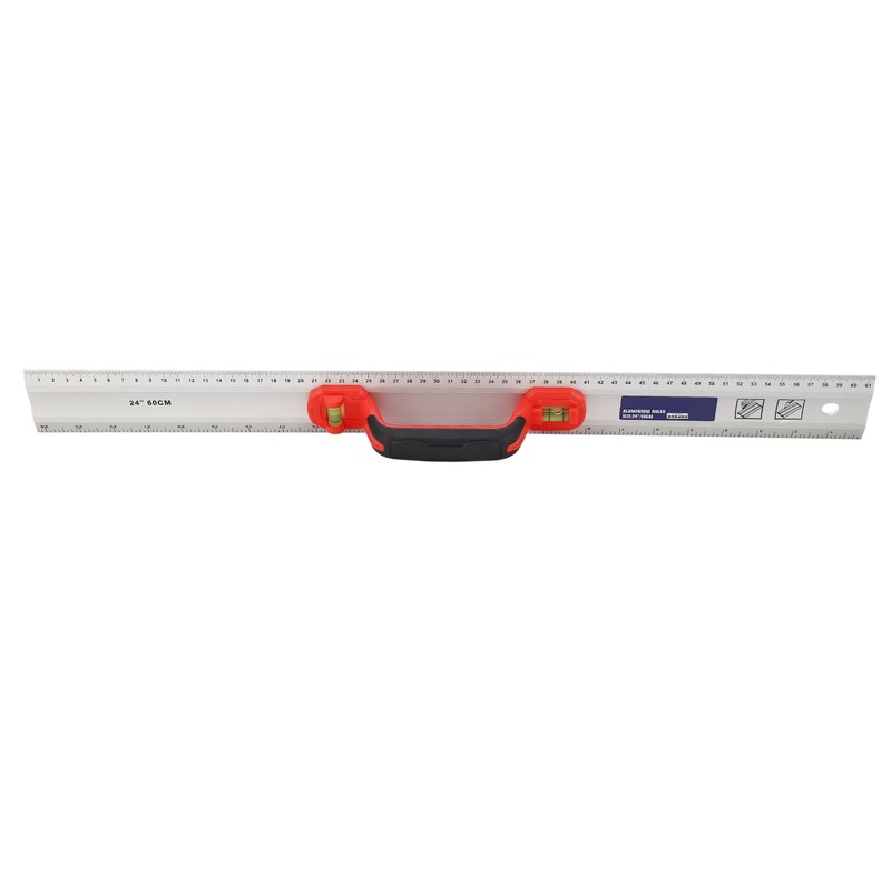 Aluminum Straight Edge Ruler with Handle Bubble Metal Centimeter Inch
