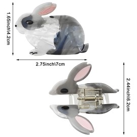 1 PACK Rabbit Hair Clip, Cute Grey Bunny Hair Clips, Acetate Hair Claw, Funny Farm Hair Accessories Easter Gift