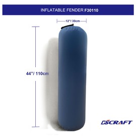 DSCRAFT Heavy-Duty Inflatable PVC Boat Fenders Stationary Dock Yacht Sailboats Dark Grey (12"x44")