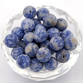 AD Beads Natural Matte Frosted Gemstone Round Spacer Loose Beads 4mm 6mm 8mm 10mm 12mm (4mm, Matte Blue Spot Jasper)