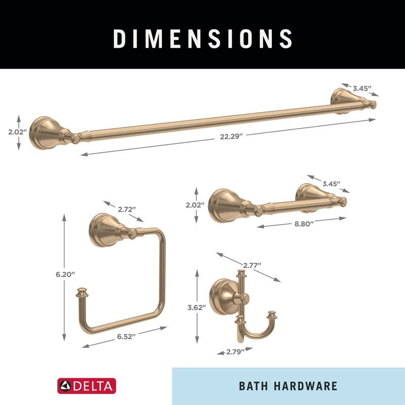 Delta Mylan 4-Piece Bathroom Set Champagne Bronze 18" Towel Rack,