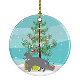Caroline's Treasures CK4662CO1 Nebelung #2 Cat Merry Christmas Ceramic Ornament, 3 in, Multicolor
