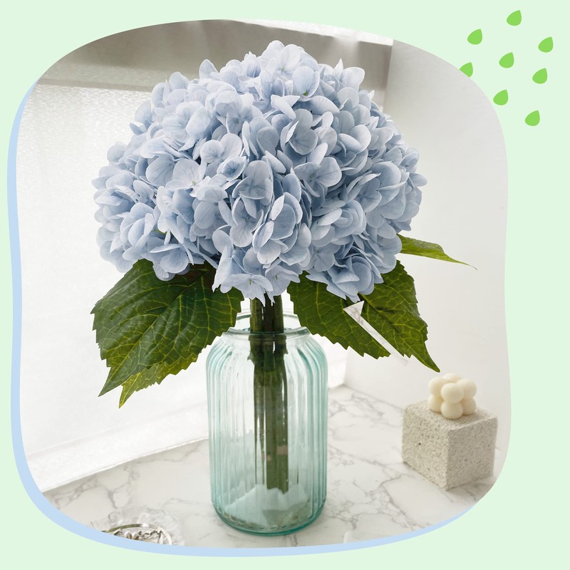 Yatim 21In Blue Artificial Hydrangea Flowers 5 Pcs Fake Hydrangea