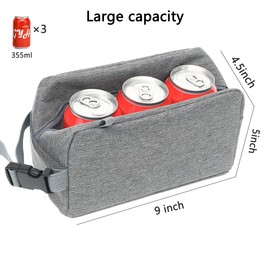 GYEUKHAM Snack Bags Mini Cooler lunch Bag Freezer Insulated Lunch Box Pouch with Buckle for Adults Work Travel,Grey
